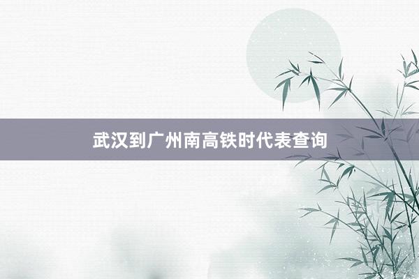 武汉到广州南高铁时代表查询