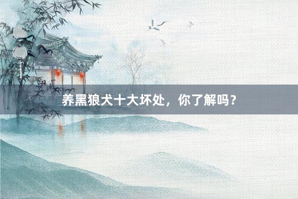 养黑狼犬十大坏处,你了解吗?